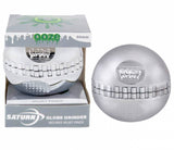 Ooze Saturn Globe Grinder - 4-piece blue grinder with sharp teeth and transparent window for efficient herb grinding.