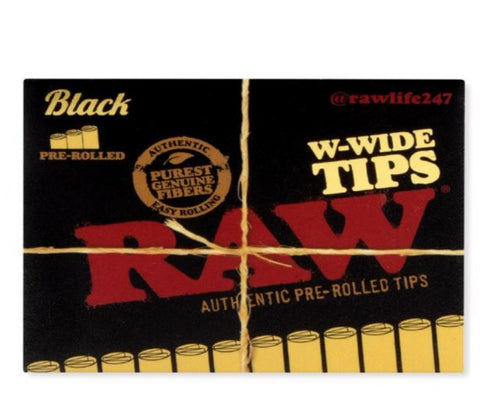 RAW BLACK PRE-ROLLED W-WIDE TIPS 18CT/20PK