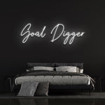 LED neon "Goal Digger" sign offering motivational wall decor for home, office, or gym, with long-lasting performance and eco-friendly features.

