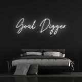 LED neon "Goal Digger" sign offering motivational wall decor for home, office, or gym, with long-lasting performance and eco-friendly features.

