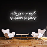 All You Need Is Lashes Beauty Salon Neon Sign – Glamorous LED decor to enhance any lash-focused business or room, drawing attention with bright lighting.