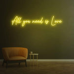 All You Need is Love' Neon Sign – Perfect LED wall decor for weddings, anniversaries, or creating a heartfelt atmosphere at home.