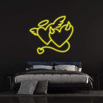 Angel and Devil Hearts LED Wall Decor – Stylish and vibrant neon sign, ideal for home interiors, parties, or event decorations.