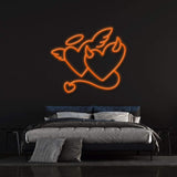 Angel and Devil Hearts Neon Light – Unique LED wall decor for home or event spaces, creating a fun and eye-catching ambiance.