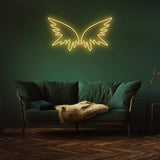 Angel Wings LED Neon Light Art – Modern wall decor for bedroom, home, or event spaces, featuring vibrant colors and bright illumination.