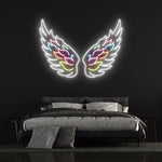 Angel Wings LED Neon Sign – Eco-friendly illuminated wall decor with energy-efficient LED technology and a clear acrylic backboard for home or office.