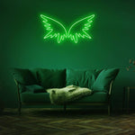 Angel Wings LED Wall Art – Handmade neon light decor for creative spaces, enhancing home or event ambiance with urban style and vivid colors.