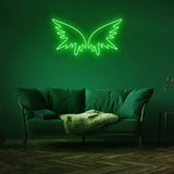 Angel Wings LED Wall Art – Handmade neon light decor for creative spaces, enhancing home or event ambiance with urban style and vivid colors.