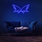 Angel Wings Neon Sign – LED wall art light for home decor, creating a vibrant and lively ambiance with bright and colorful handmade neon artwork.
