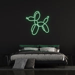Green LED neon light of a balloon dog, stylish wall decor neon sign for bedroom or living room.