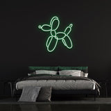 Green LED neon light of a balloon dog, stylish wall decor neon sign for bedroom or living room.