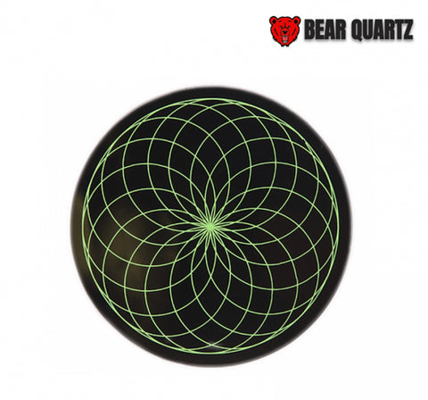 Bear Quartz Dab Grip Mat with a modern geometric green design, providing a non-slip surface for secure and clean dabbing sessions.