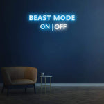 Beast Mode Activated neon sign in blue, providing a calming yet energetic vibe to any room.