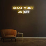 Beast Mode Activated neon sign in yellow, perfect for modern interiors and motivational decor.