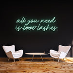Beauty Salon Neon Sign – 'All You Need Is Lashes' LED wall decor, a trendy and modern statement piece for lash lovers and salon owners.