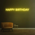 Bright and fun Happy Birthday neon sign, a great addition to party decor.