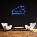 Blue Cheesecake LED neon sign, perfect for cafes and stylish wall decorations.