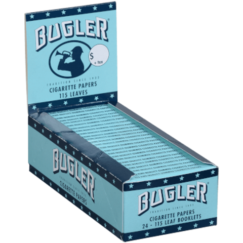 Bugler cigarette papers, 115 leaves per booklet, 24 booklets per pack, premium rolling papers for hand-rolled cigarettes