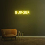 Burger LED neon sign, vibrant wall decor for restaurants, cafes, or home kitchens