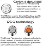 Yocan Evolve Plus wax ceramic donut and quartz dual coil technology for smooth vaping experience.