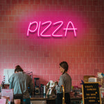 Colorful Pizza LED Neon Sign with sleek design, perfect for attracting customers to pizzerias and enhancing home decor.