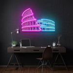 Colosseum Neon Art – Ancient Rome UV-printed wall decor featuring the majestic Colosseum with vivid colors and intricate design for timeless charm.