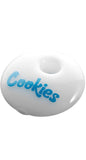 Angled view of the Cookies Cookie Bite Hand Pipe highlighting its bite-inspired design and functionality.