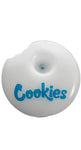 Close-up of the Cookies Cookie Bite Hand Pipe showcasing its innovative design and logo.