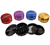 Assorted color 4-piece metal grinder by Crushers, with red, blue, gold, and black options.