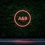 Custom Circle Initials LED Neon Sign with Red Glow for Unique Room Decoration