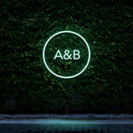 Custom Circle Initials LED Neon Sign with Blue Glow for Stylish Interiors