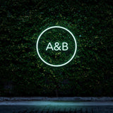 Custom Circle Initials LED Neon Sign with Blue Glow for Stylish Interiors
