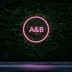 Custom Circle Initials LED Neon Sign with Pink Glow for Personalized Gifts