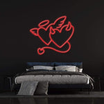 Customizable Angel and Devil Hearts Neon Sign – LED wall decor available in various sizes and colors to match your decor or make a bold statement.