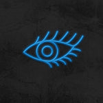 Eye with lashes LED light neon sign, a unique decoration for salons and cozy bedrooms.