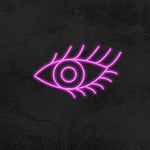 Eye with lashes LED neon sign, perfect wall decor for salons, creating a bright and welcoming atmosphere.