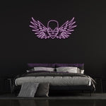 Flying Skull LED neon sign, perfect Halloween or party wall decor for spooky and stylish spaces.