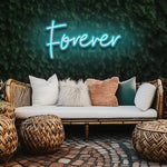 Forever LED neon sign with custom colors, energy-efficient design, and multiple size options for romantic decor.