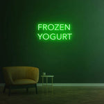  Frozen yogurt neon sign in green, perfect for ice cream shops and food cafes.