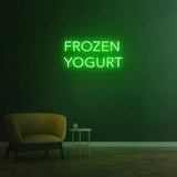  Frozen yogurt neon sign in green, perfect for ice cream shops and food cafes.