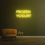 Bright yellow frozen yogurt neon sign for cafe and dessert shop wall decor.