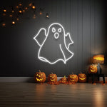 Halloween Ghost LED Neon Sign – Illuminated wall décor to add spooky charm to your Halloween celebration.
