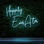 Romantic Happily Ever After LED neon sign, ideal for weddings and adding a touch of love to any room.