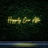 Happily Ever After neon sign, perfect for romantic weddings and creating magical ambiance.