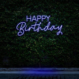 Festive Happy Birthday LED neon sign, a stylish lighted decoration for birthday celebrations.