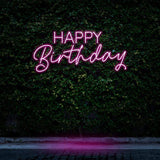 Vibrant Happy Birthday neon sign, ideal for creating a festive ambiance at parties.