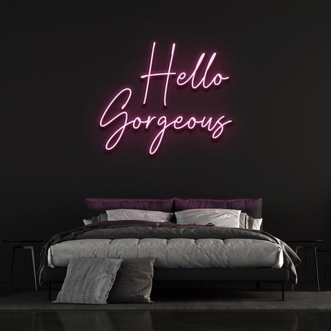 Hello Gorgeous LED neon sign with custom colors, perfect for adding charm and inspiration to your home decor.