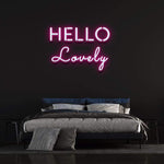 Decorative Hello Lovely neon light, adding charm and personality to living room or bedroom wall art.