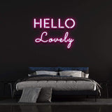 Decorative Hello Lovely neon light, adding charm and personality to living room or bedroom wall art.