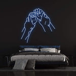 Hold Hands Neon Sign – Ideal anniversary gift, adding charm and intimacy to home decor with vibrant LED lighting and a bold message of unity.